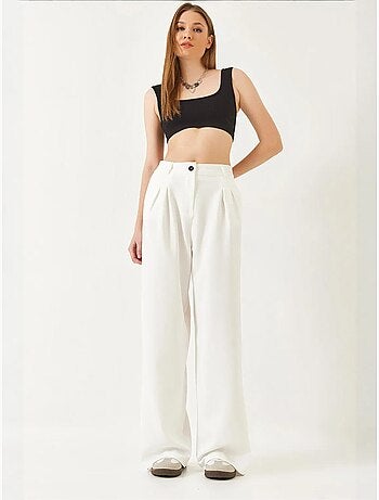 Pantalon tissé masculin à jambe large bianco lucci
