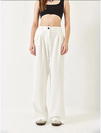 Pantalon tissé masculin à jambe large bianco lucci