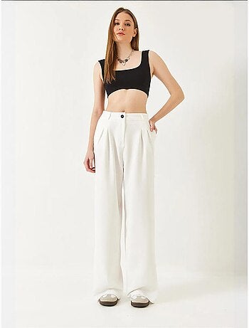 Pantalon tissé masculin à jambe large bianco lucci