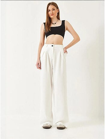 Pantalon tissé masculin à jambe large bianco lucci