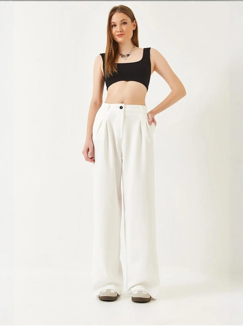 Pantalon tissé masculin à jambe large bianco lucci Blanc - Kiabi
