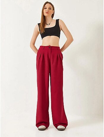 Pantalon tissé masculin à jambe large bianco lucci