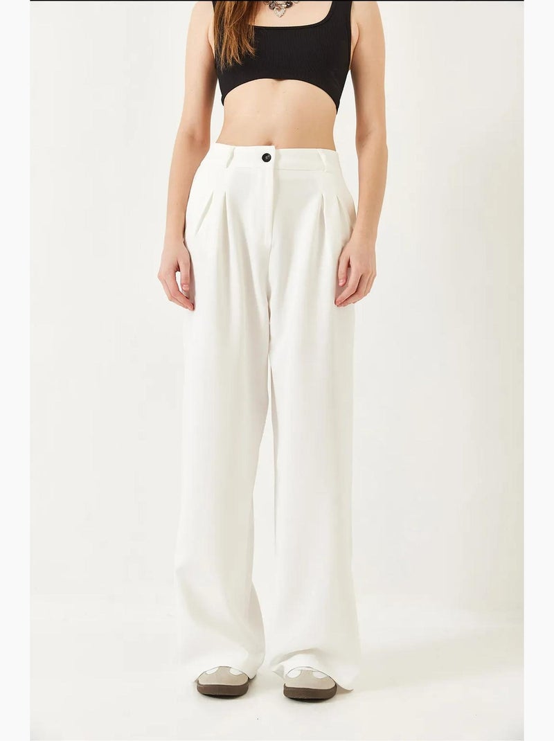 Pantalon tissé masculin à jambe large lucci Blanc - Kiabi