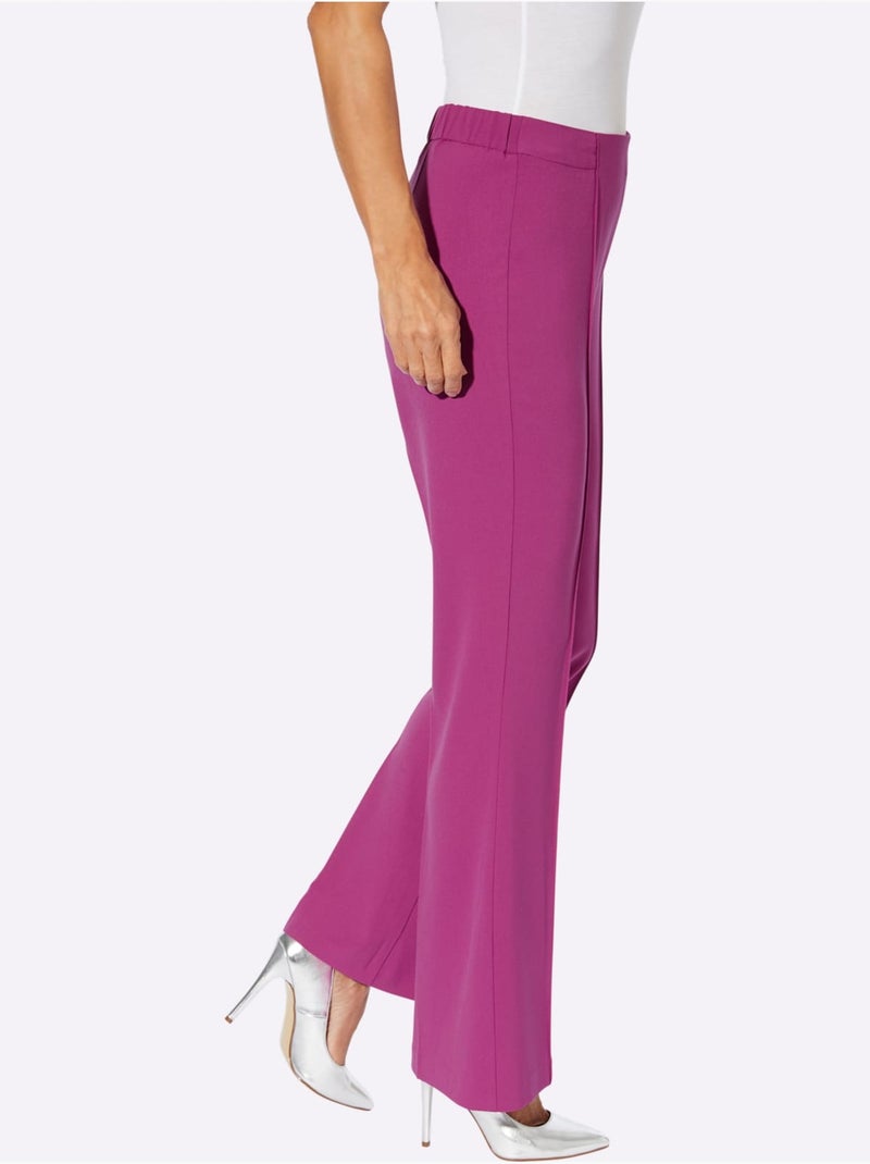 Pantalon Tissé Mélange De Matières Facile D'entretien - Taille Courte - Witt Magenta - Kiabi