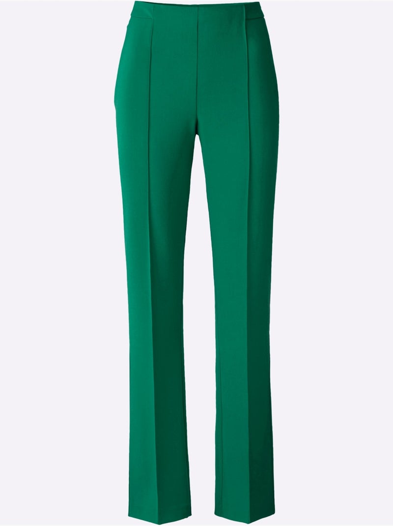 Pantalon Tissé Mélange De Matières Facile D'entretien - Taille Courte - Witt Vert - Kiabi