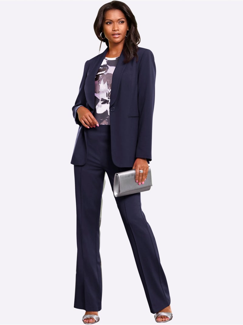 Pantalon Tissé Mélange De Matières Facile D'entretien - Taille Standard - Witt Bleu marine - Kiabi