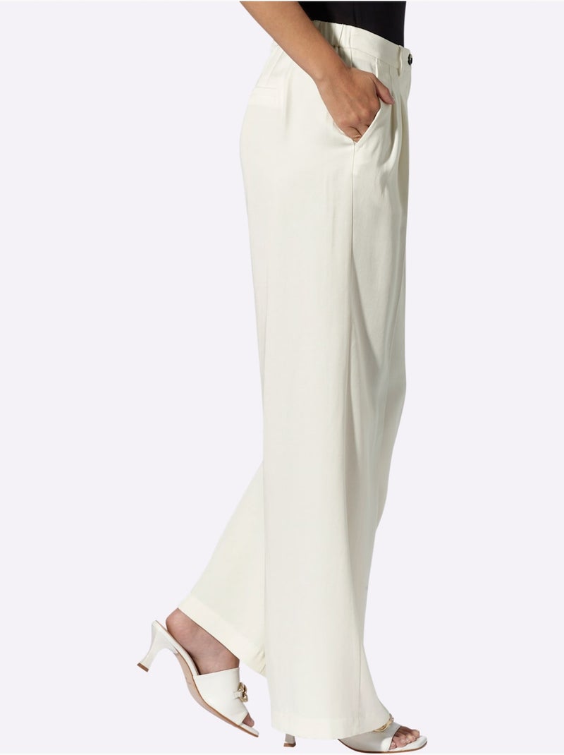 Pantalon Tissé Pur Lyocell - Taille Standard - Helline Ecru - Kiabi