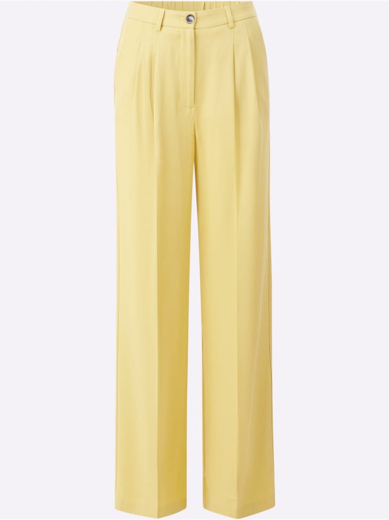 Pantalon Tissé Pur Lyocell - Taille Standard - helline Jaune citron - Kiabi