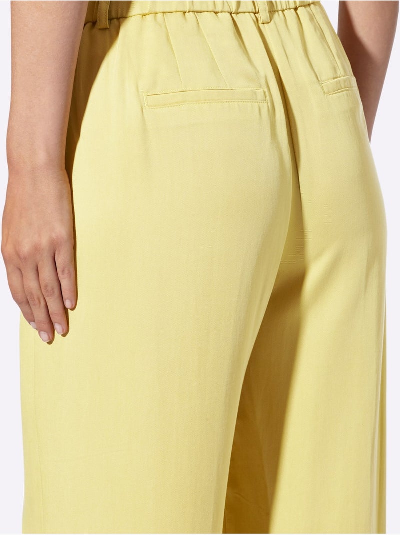 Pantalon Tissé Pur Lyocell - Taille Standard - helline Jaune citron - Kiabi