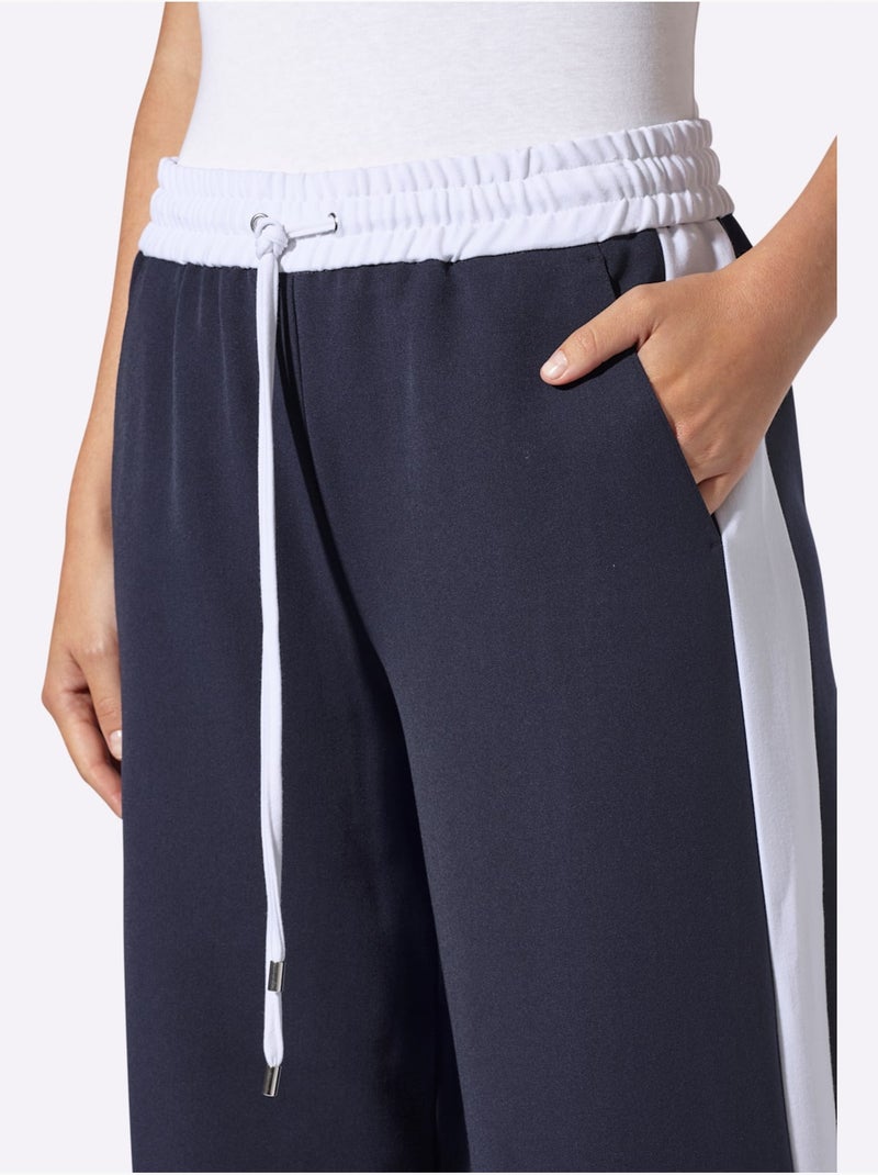 Pantalon Tissé Qualité Tissée - Taille Standard - Helline Bleu Blanc - Kiabi