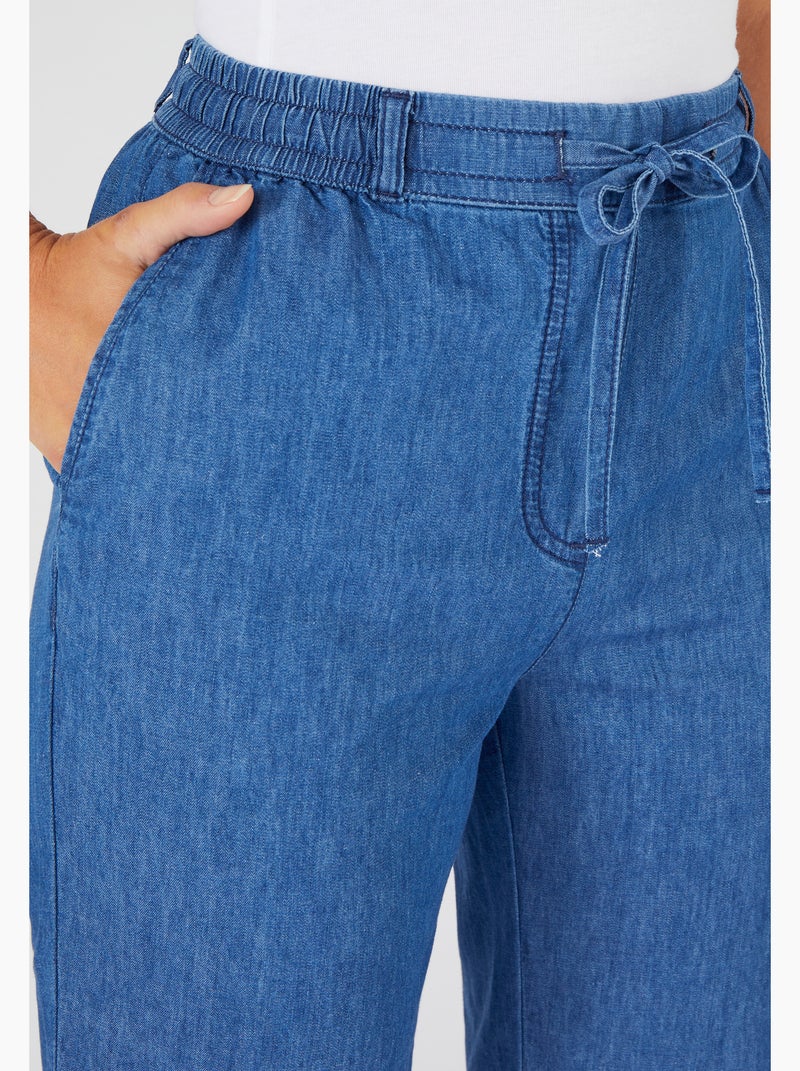 Pantalon tissu chambray - Damart Bleu denim - Kiabi