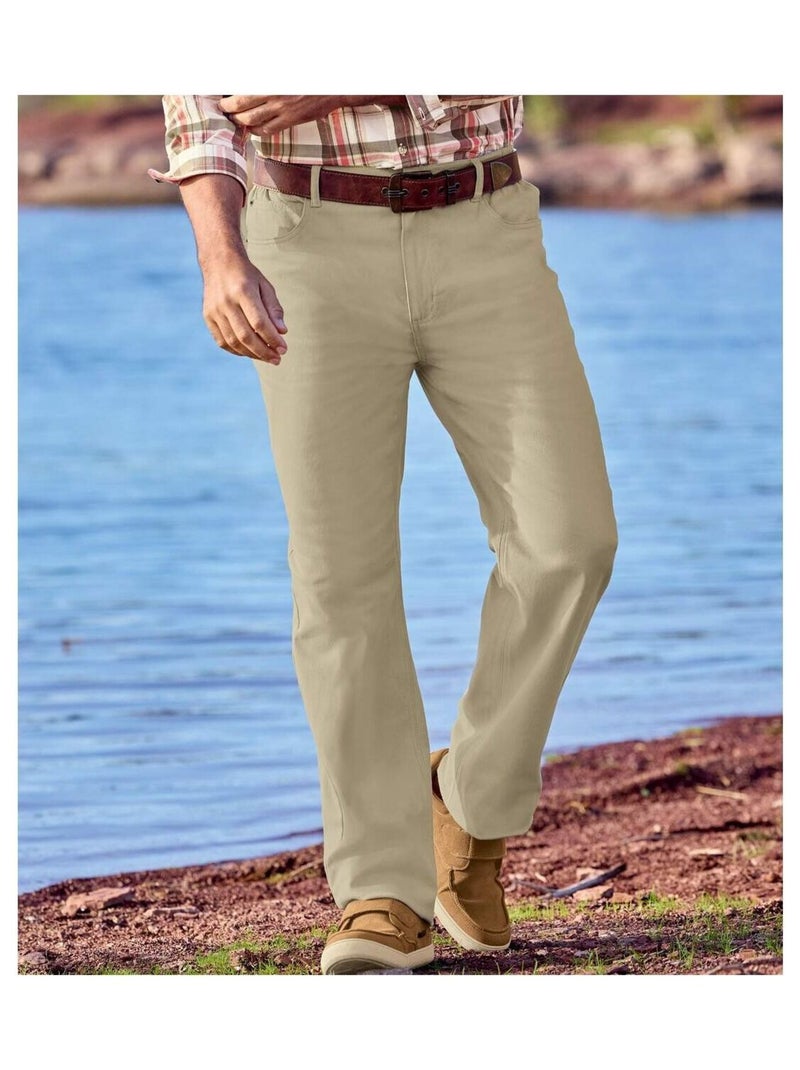 Pantalon Toile Stretch Semi-Élastiqué   - ATLAS FOR MEN Beige - Kiabi