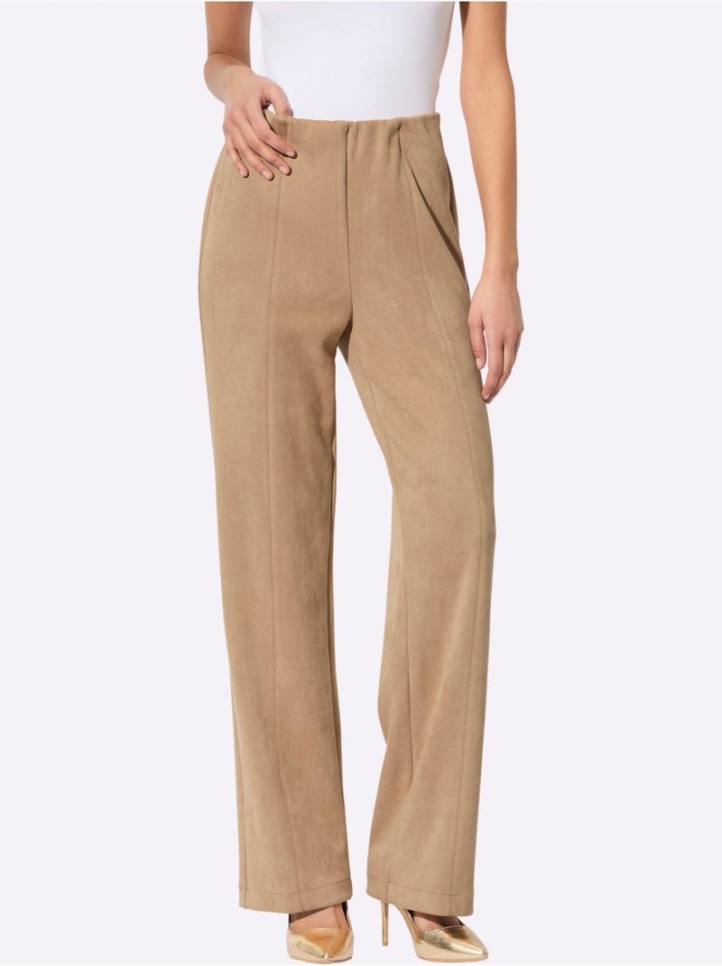Pantalon toucher velouté - taille courte - helline Doré - Kiabi