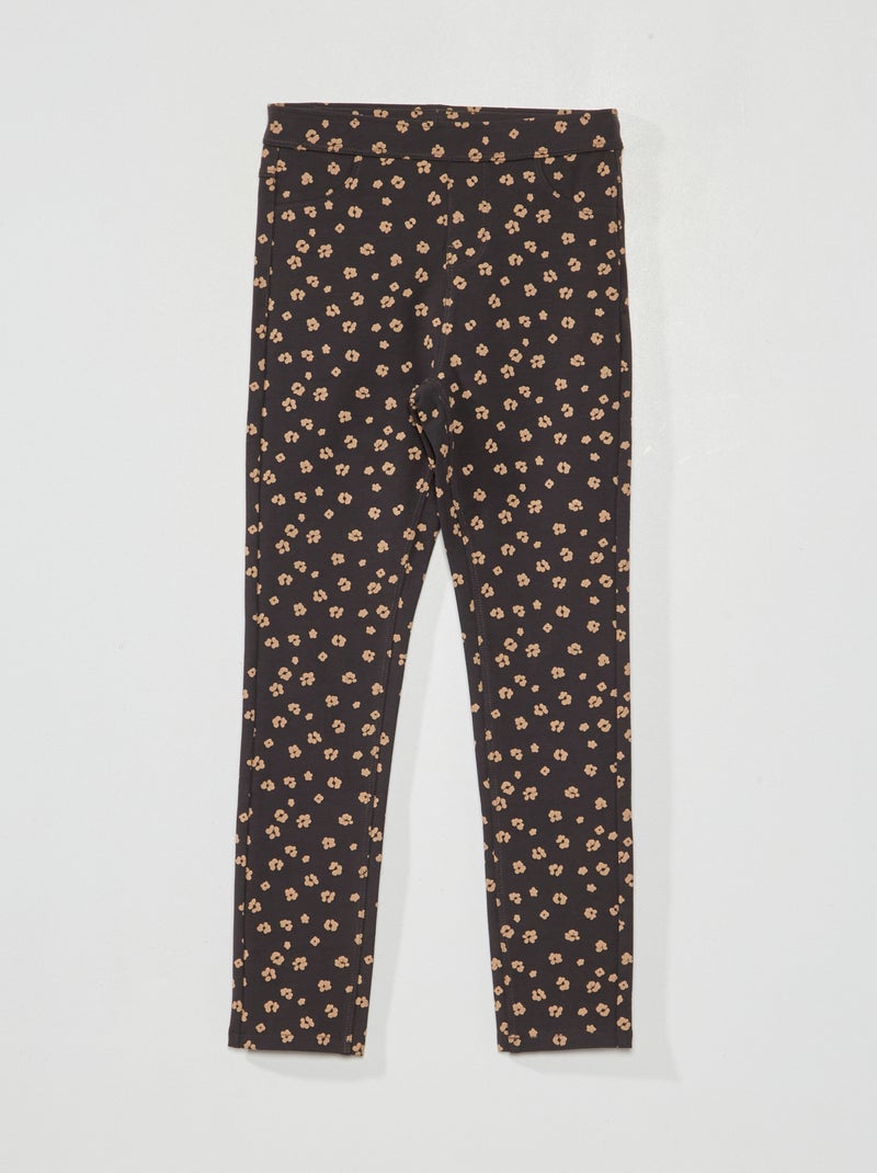 Pantalon tregging en coton imprimé Gris - Kiabi