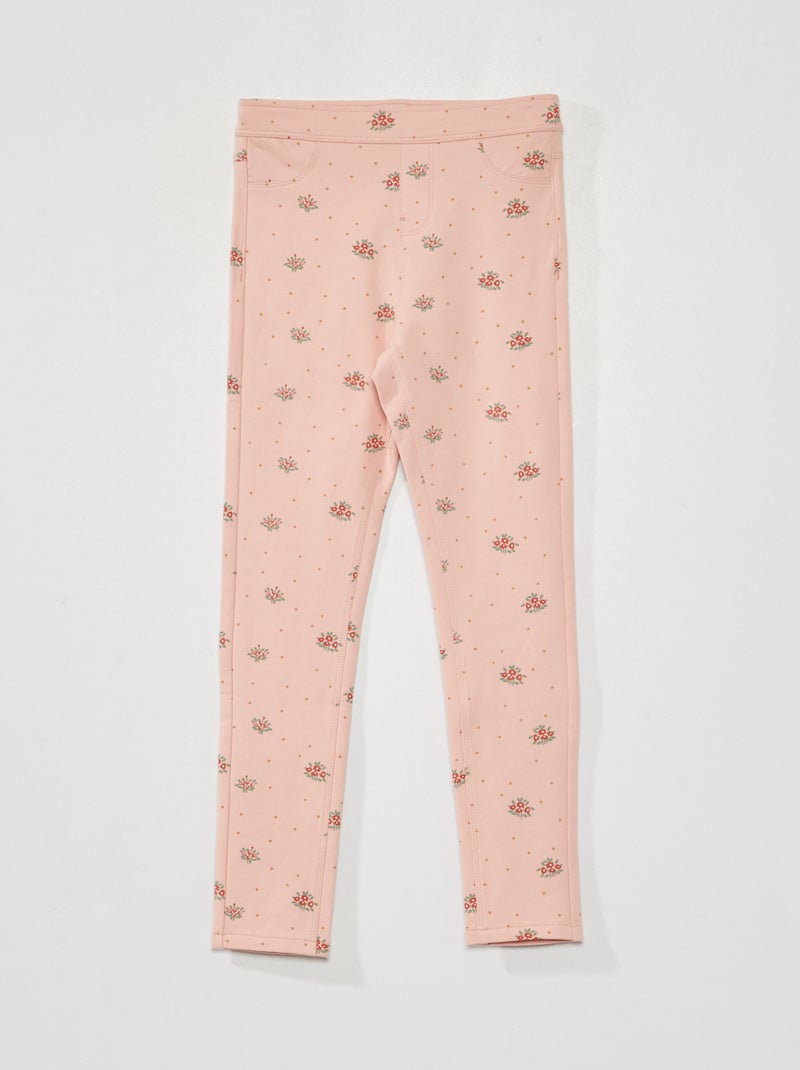 Pantalon tregging en coton imprimé Rose - Kiabi