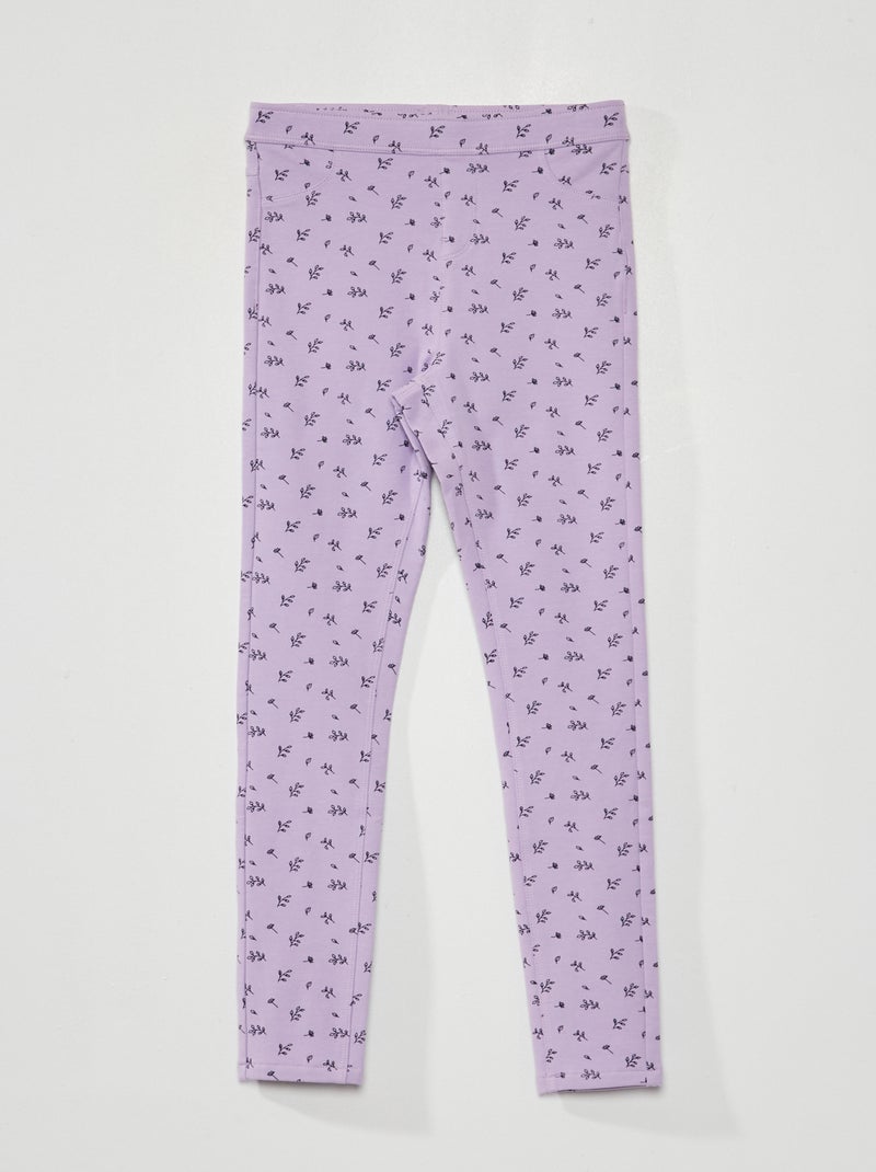 Pantalon tregging en coton imprimé Violet - Kiabi