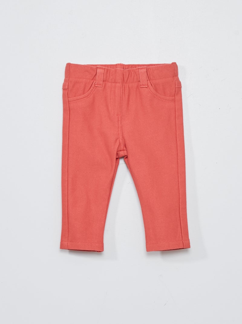 Pantalon tregging uni rouge poudré - Kiabi