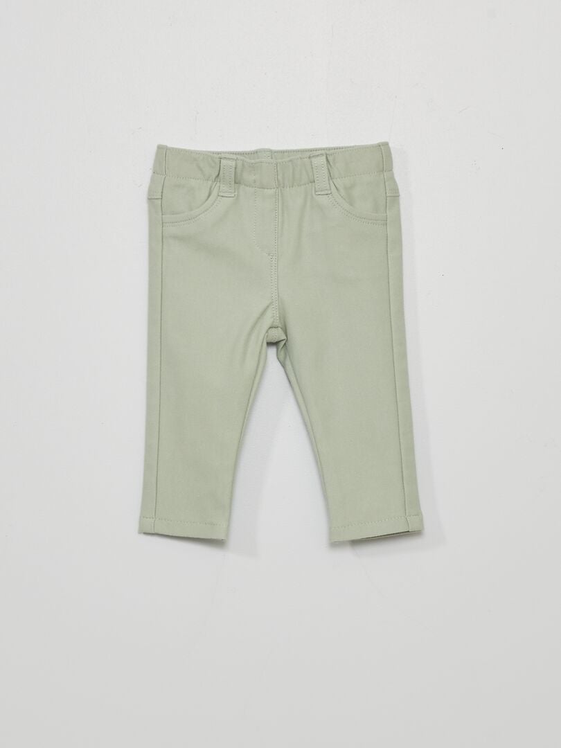 Pantalon tregging uni vert cendré - Kiabi