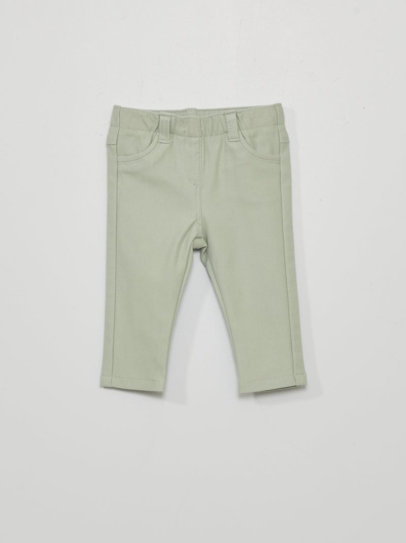 Pantalon tregging uni vert cendré - Kiabi