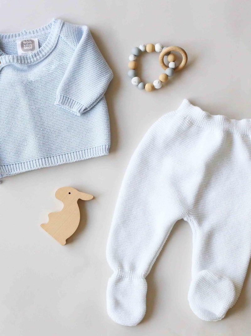 Pantalon tricot Blanc - Kiabi