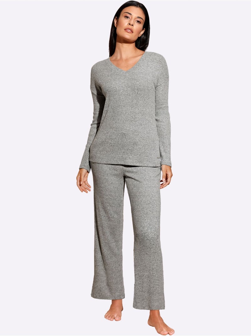 Pantalon Tricot Fin Très Doux - Taille Standard - Witt Gris chiné - Kiabi