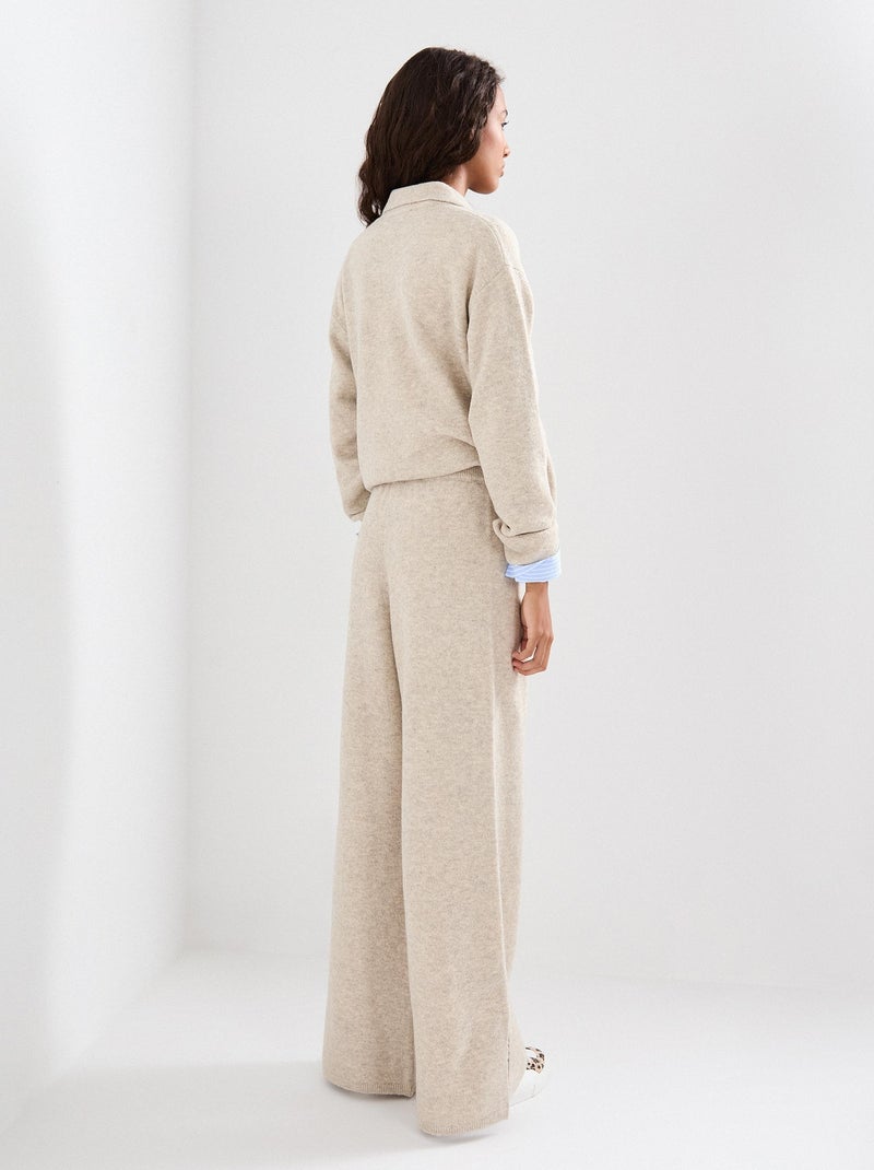 Pantalon tricoté avec laine, MO Fashion Beige - Kiabi