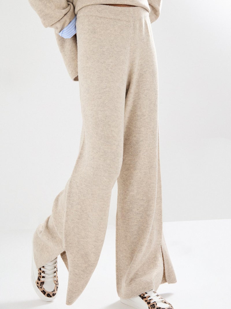 Pantalon tricoté avec laine, MO Fashion Beige - Kiabi