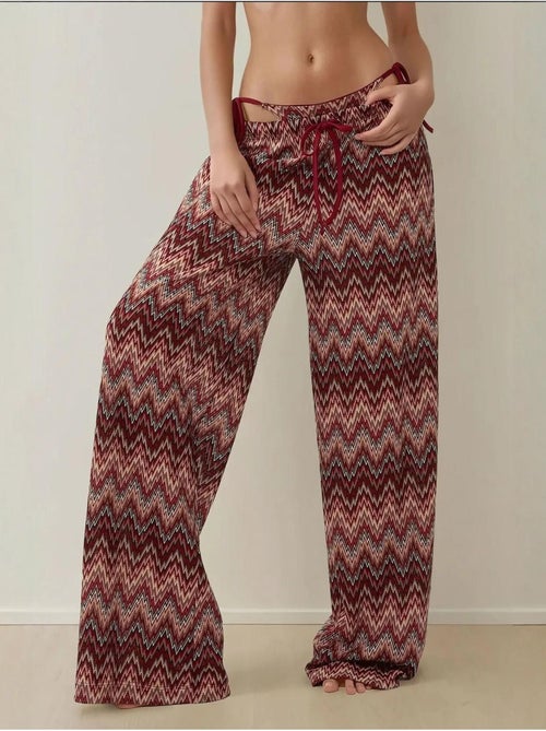Pantalon tricoté coloré à jambes larges - Kiabi