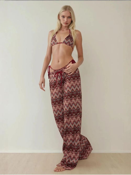 Pantalon tricoté coloré à jambes larges - Kiabi