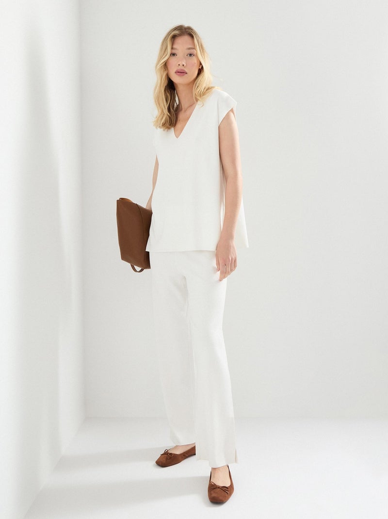 Pantalon tricoté, MO Fashion Blanc - Kiabi