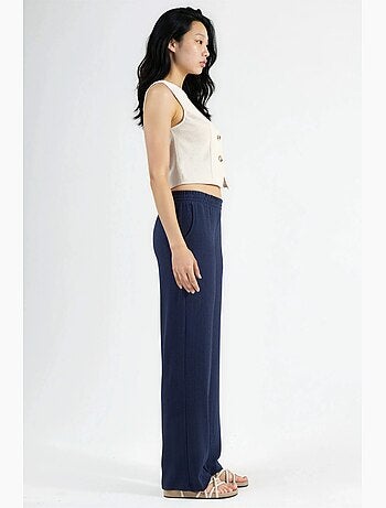 Pantalon tricoté taille mi-haute à jambes larges hiccup