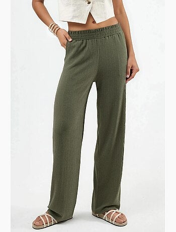 Pantalon tricoté taille mi-haute à jambes larges hiccup