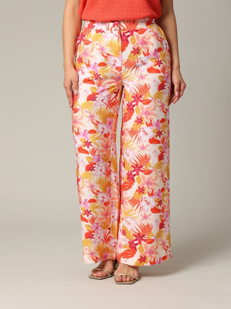 Pantalon tropical  en viscose avec braguette 'Deeluxe' Orange corail - Kiabi