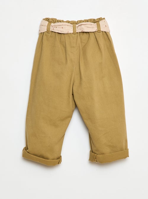 Pantalon twill avec ceinture - Kiabi