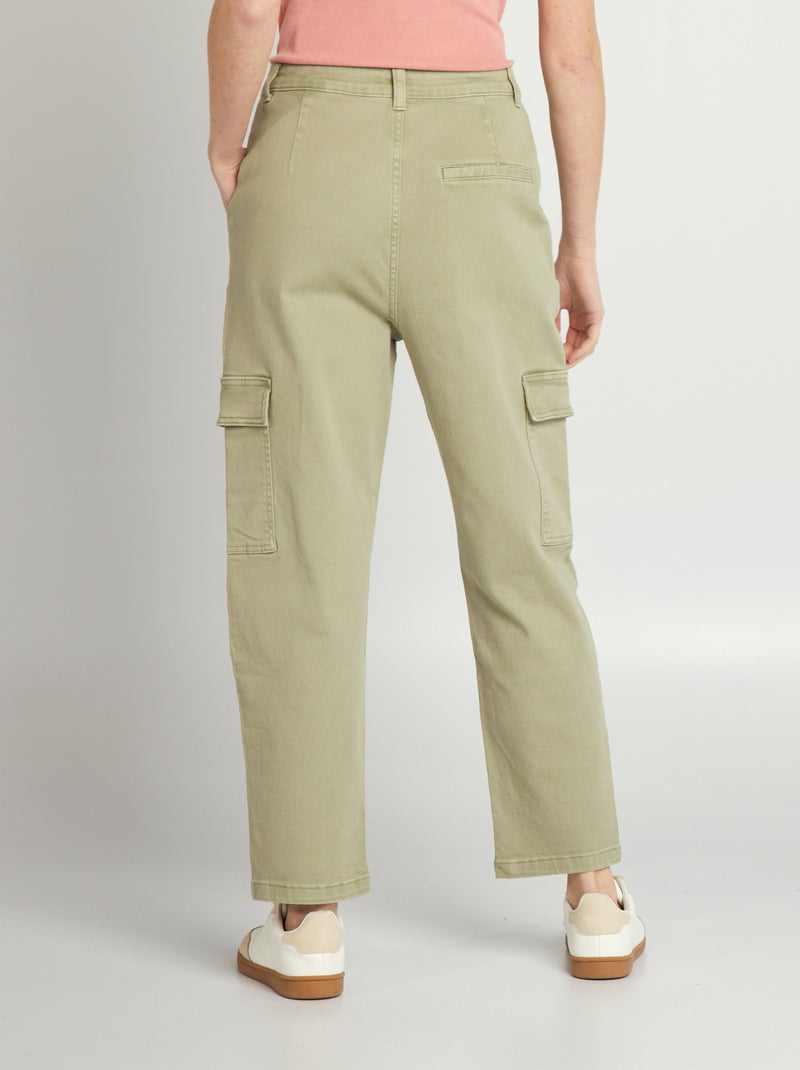 Pantalon twill avec poches à rabats - L27 Kaki - Kiabi