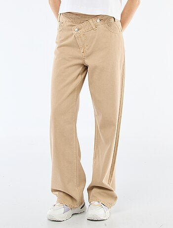 Pantalon twill ouverture asymétrique