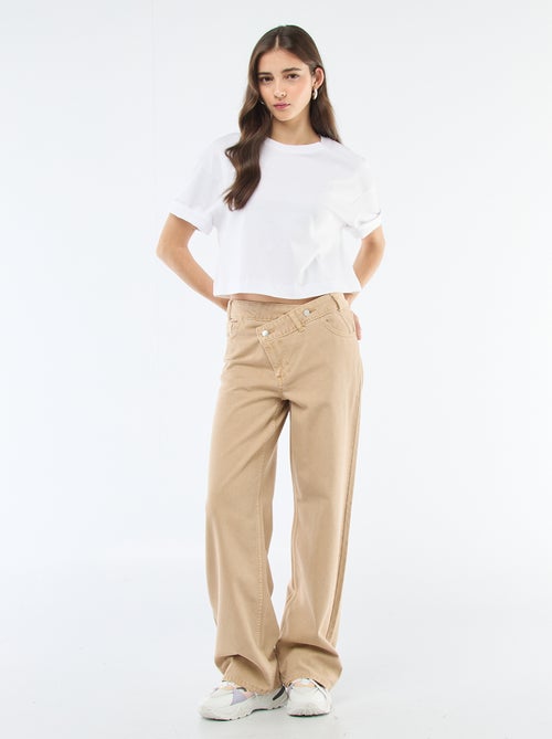 Pantalon twill ouverture asymétrique - Kiabi