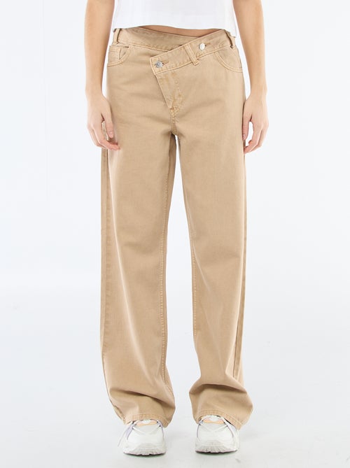 Pantalon twill ouverture asymétrique - Kiabi
