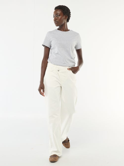 Pantalon twill ouverture asymétrique - Kiabi