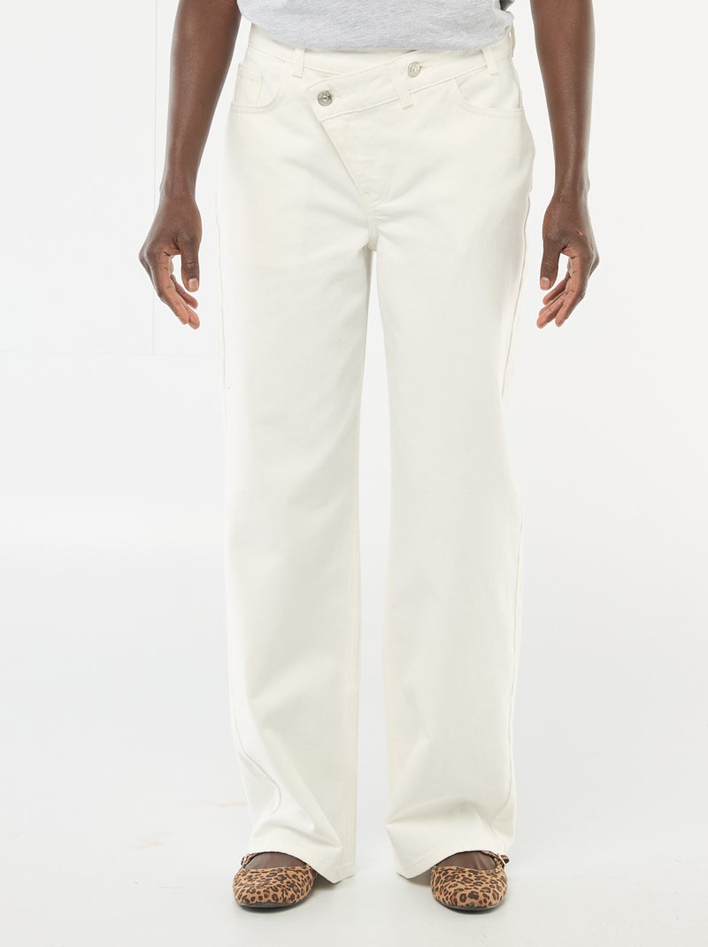 Pantalon twill ouverture asymétrique Beige - Kiabi