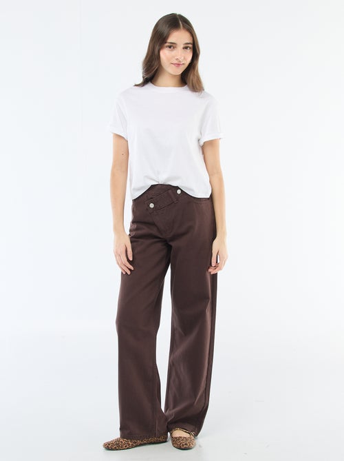 Pantalon twill ouverture asymétrique - Kiabi