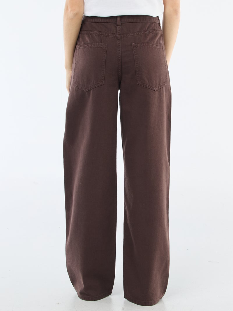 Pantalon twill ouverture asymétrique Marron - Kiabi