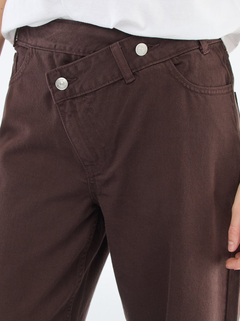 Pantalon twill ouverture asymétrique Marron - Kiabi