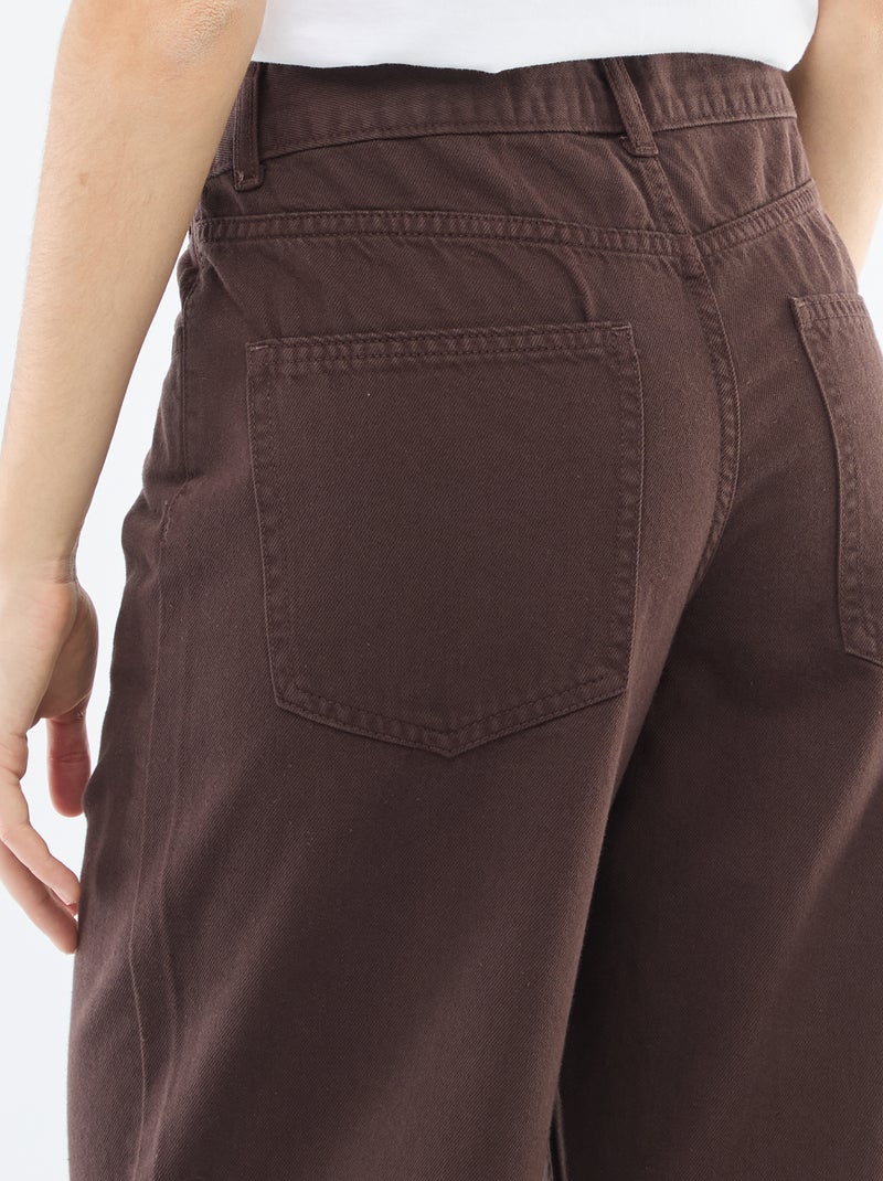 Pantalon twill ouverture asymétrique Marron - Kiabi
