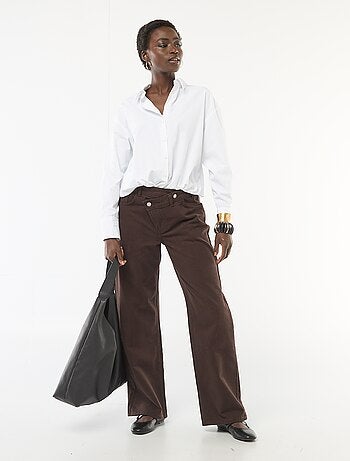Pantalon twill ouverture asymétrique