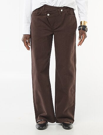 Pantalon twill ouverture asymétrique