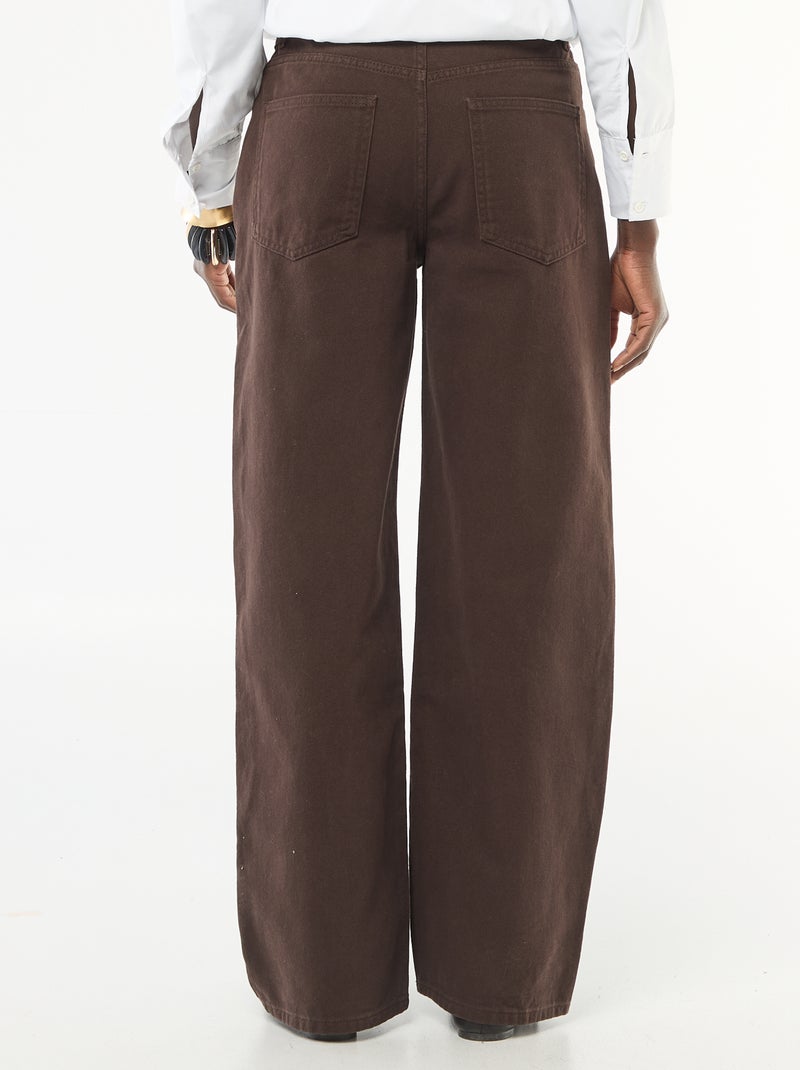 Pantalon twill ouverture asymétrique Marron - Kiabi