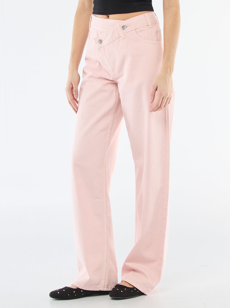Pantalon twill ouverture asymétrique Rose - Kiabi