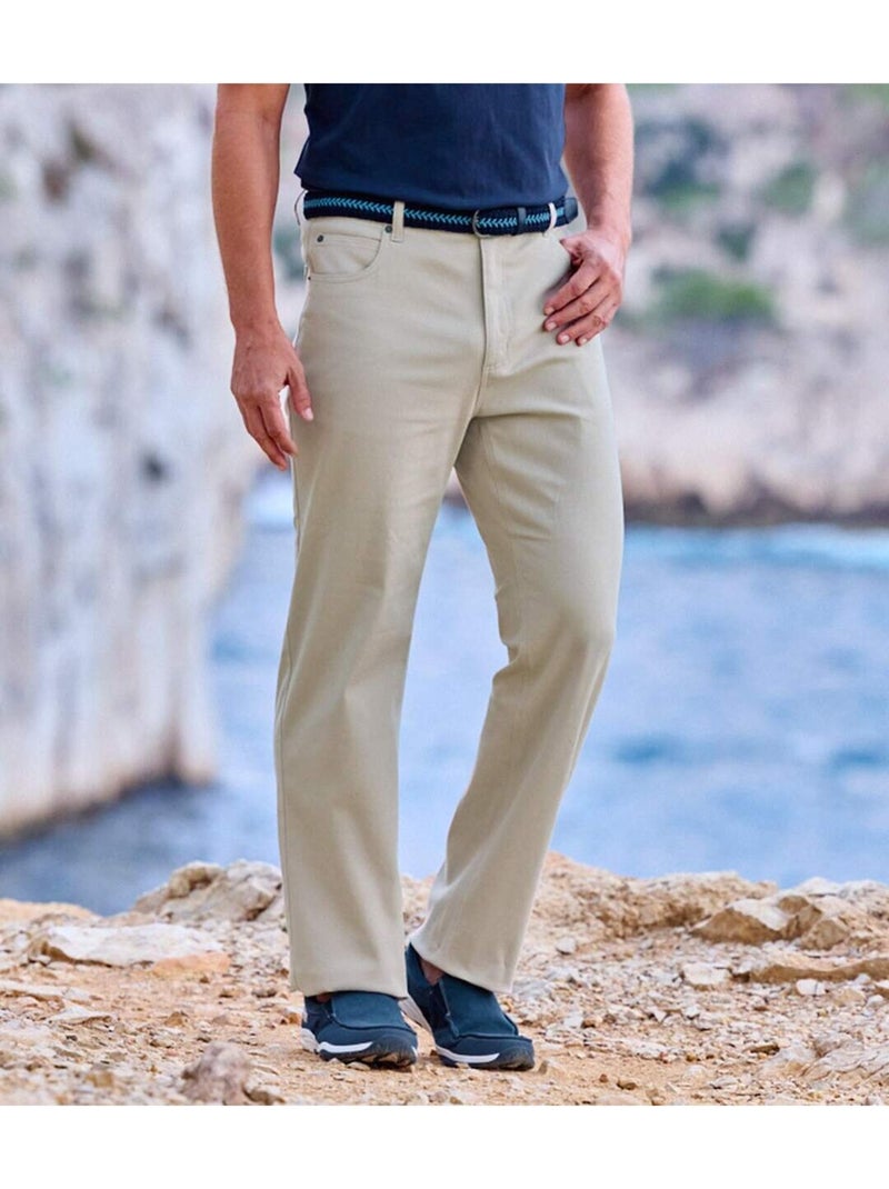 Pantalon Twill Stretch 5 Poches  - ATLAS FOR MEN Beige - Kiabi