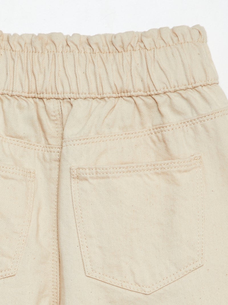 Pantalon twill volantée à la ceinture Blanc - Kiabi